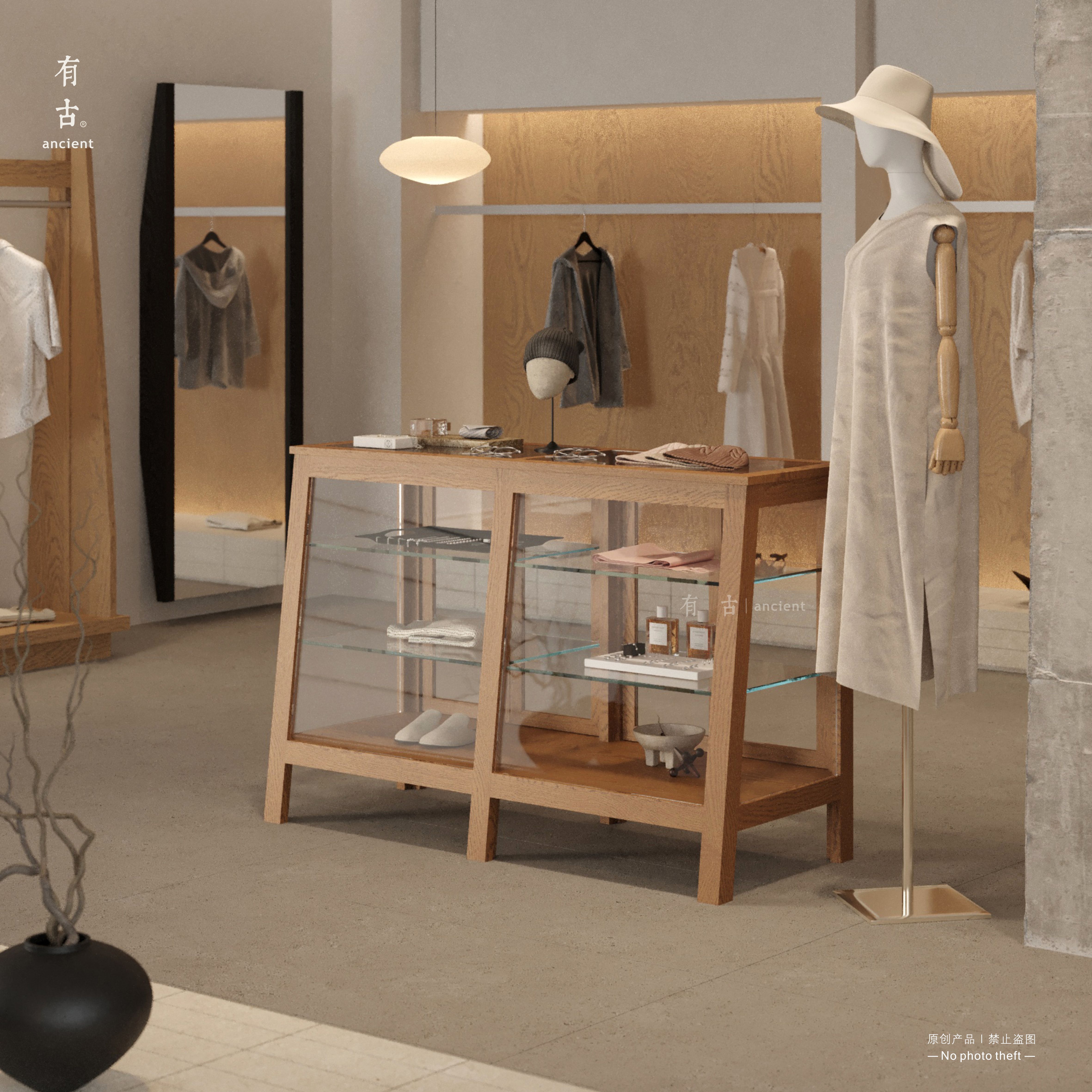 服装店玻璃展示架中岛多层置物陈列柜简约一体收纳柜精品展示层架