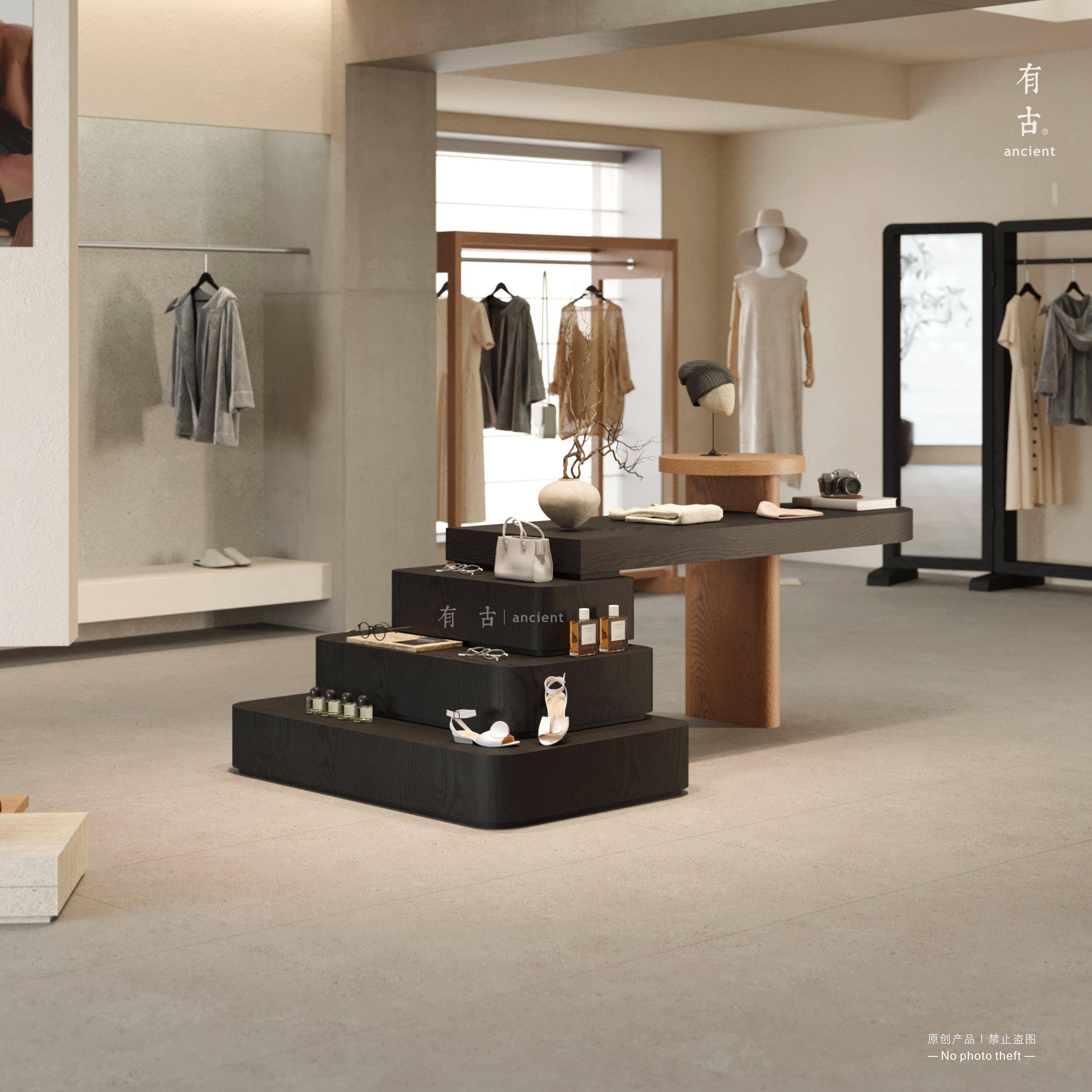 服装店中岛台鞋包展示桌女装店复古陈列流水台高低展台商品置物架,商业/办公家具,服装展示架,淘宝优惠券,粉丝福利购,淘宝优惠卷