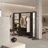 挂衣架陈列架折叠置物架全身镜 店落地式 服装 店屏风隔断展示架女装