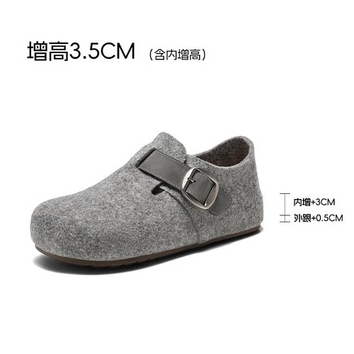 百丽厚底毛毡全麦吐司鞋女鞋子