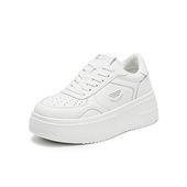 女鞋 子2025秋新款 休闲板鞋 百丽简约百搭厚底小白鞋 E7J1 E7J1DCM5