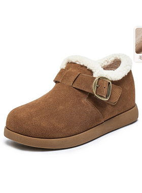 百丽毛毛勃肯乐福鞋女靴2025冬新款加绒棉鞋雪地靴E4Z1  E4Z1DDM5