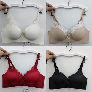 蕾丝花边手掌杯小胸聚拢内衣AB杯无钢圈收副乳性感时尚 文胸罩A001