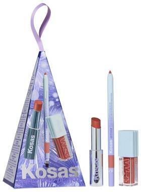 新款 Kosas Unbuttoned Lip Set唇釉3ml+唇线笔5ml+口红3ml套装