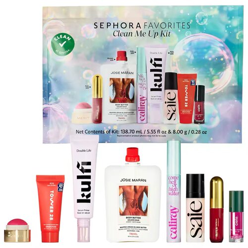 Sephora丝芙兰彩妆8件套装Clean品牌腮红高光妆前乳口红睫毛膏