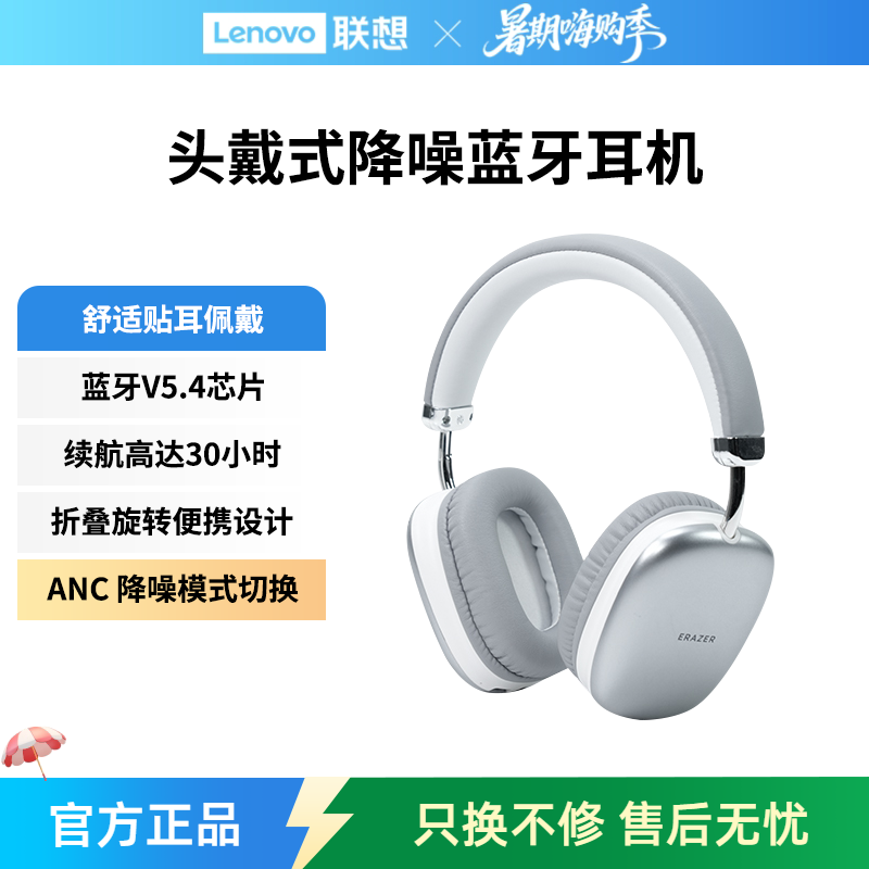 联想生态品牌异能者无线蓝牙耳机头戴式降噪耳麦主动降噪空间音频 - 封面