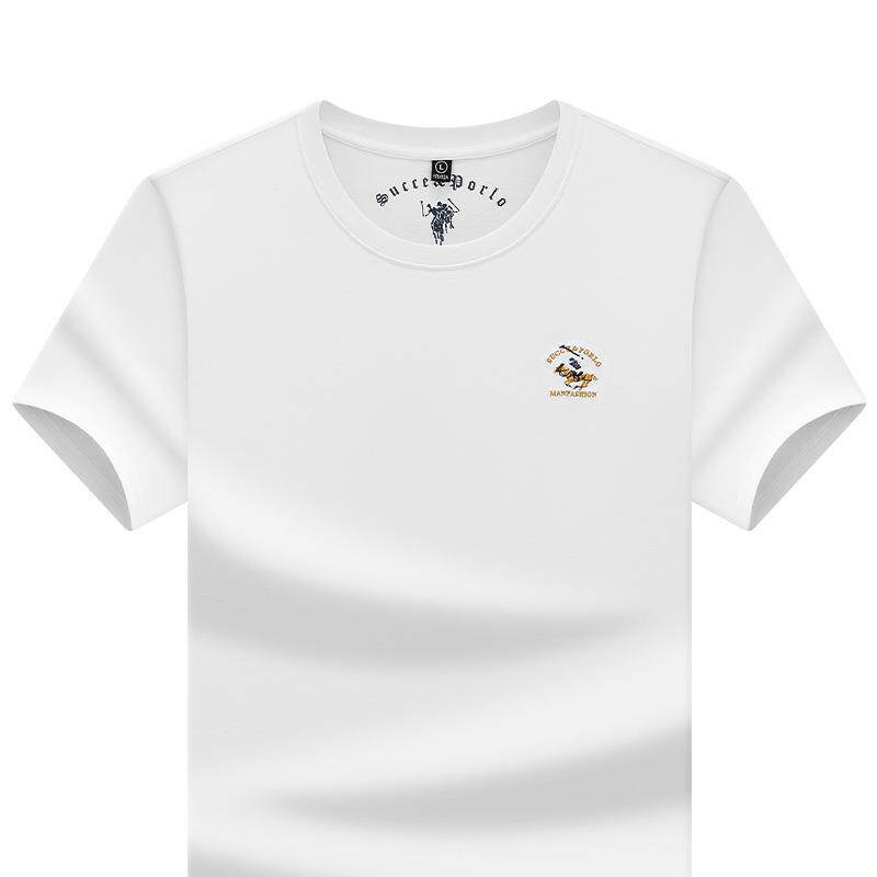 保罗正品纯棉保罗大牌夏季圆领短袖男士t恤衫青年宽松休闲纯色t恤