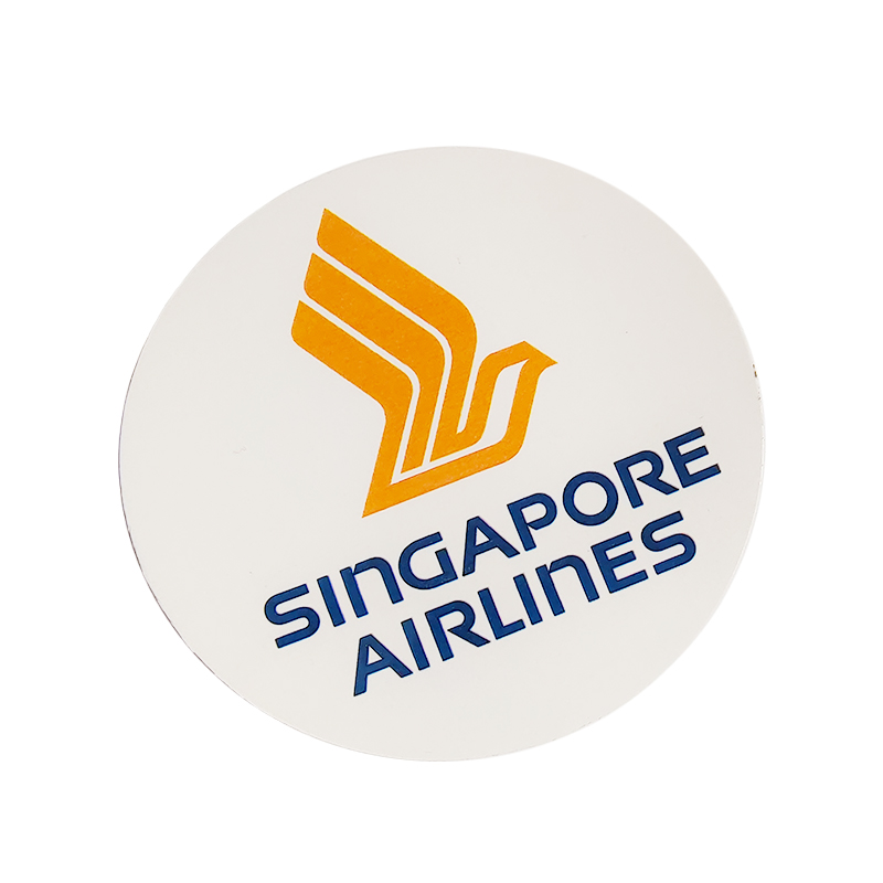 我爱飞行 新加坡航空登机旅行机组拉杆箱卡通飞机圆贴纸
