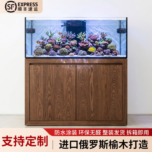 湛屿木作全实木榫卯鱼缸底柜定制