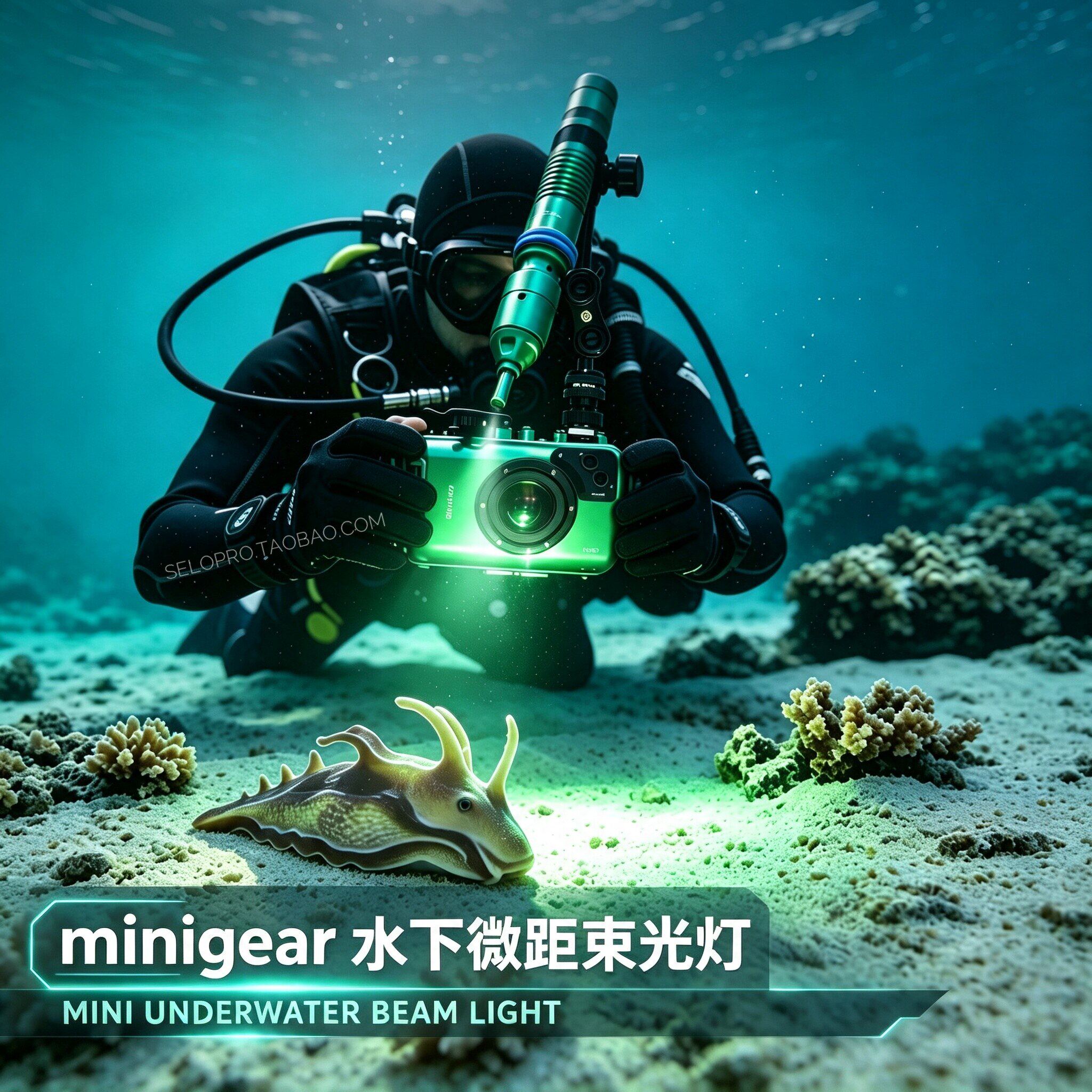 MiniGear MS03水下微距束光灯潜水摄影闪光灯黑水强光手电补光灯