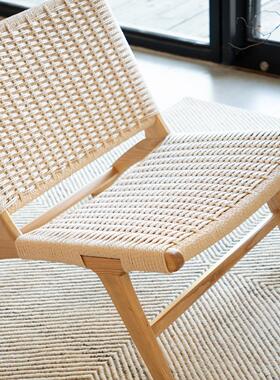StudioFH  Urban系列北欧编绳休闲椅 北美进口白蜡木实木