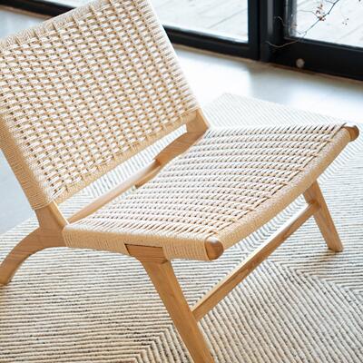 StudioFH  Urban系列北欧编绳休闲椅 北美进口白蜡木实木