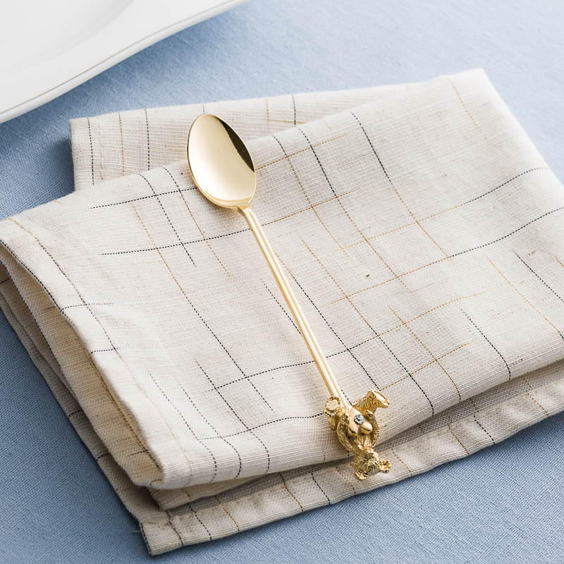 STUDIO FH 日本原产elfin不锈钢镀金咖啡勺大象小熊小鹿月亮117mm