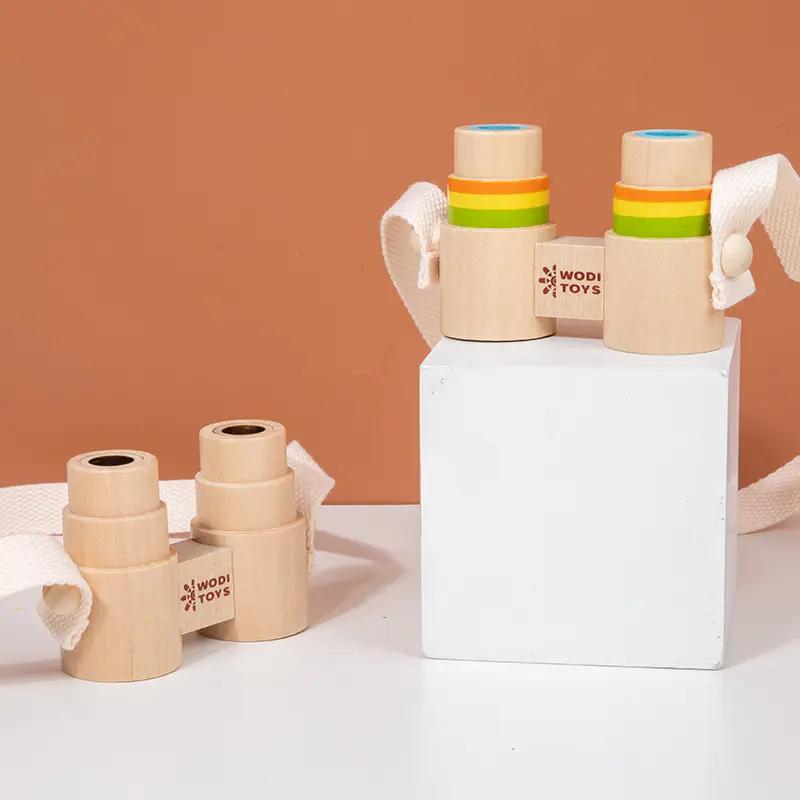 儿童早教趣味木质双筒望远镜放大镜户外观察亲子互动科教玩具木制