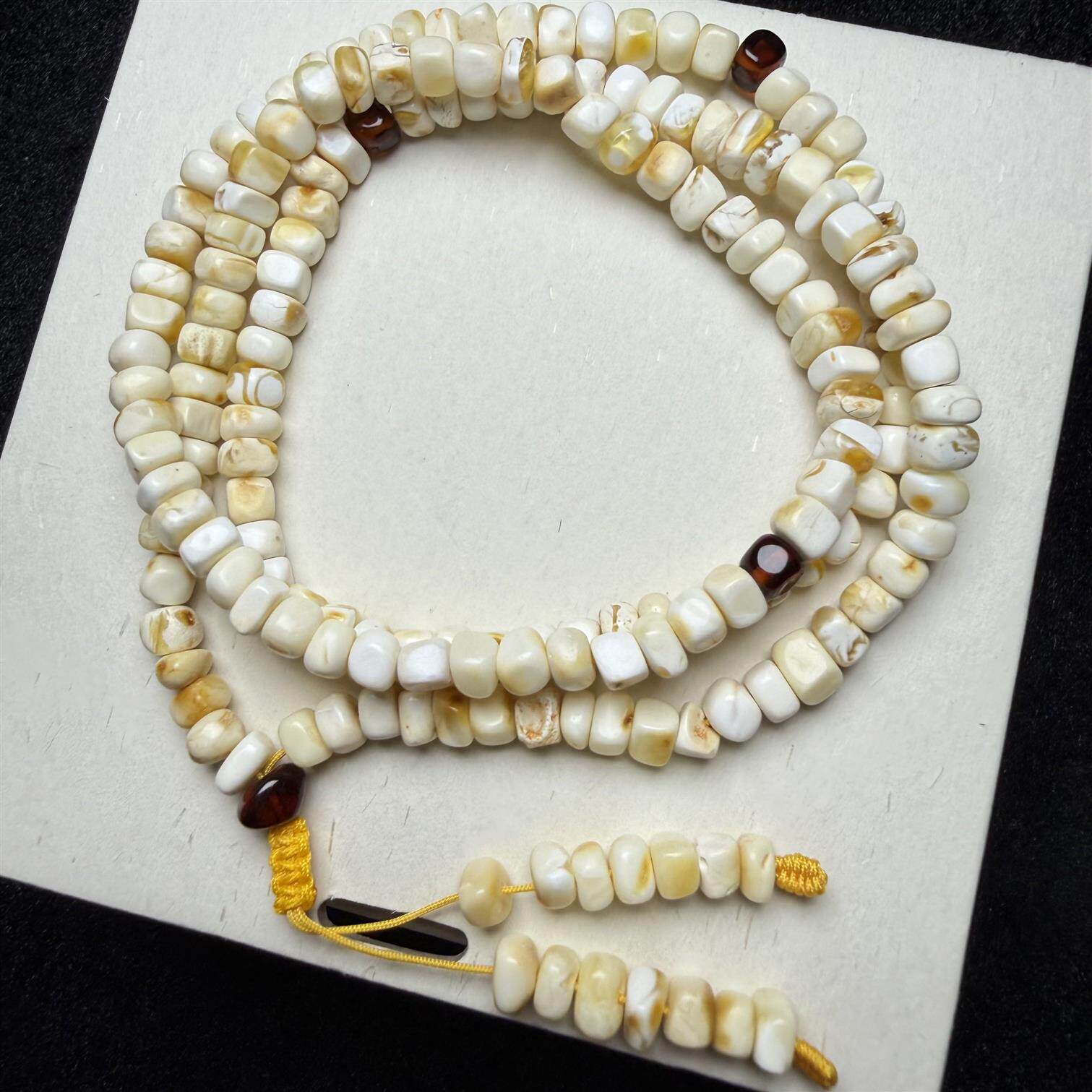 天然白蜜蜡手串白蜜白蜡随形小方糖长款手链约6mm 15克 66cm 男女