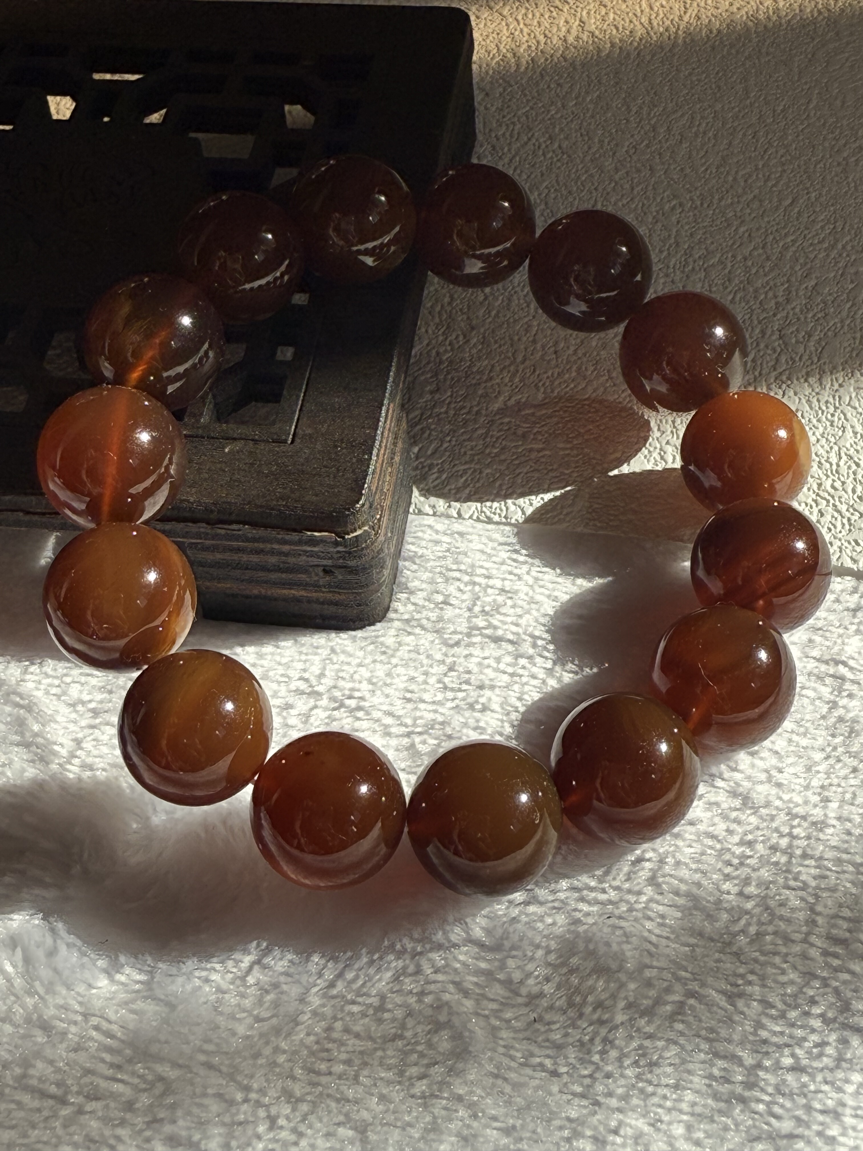 天然缅甸琥珀棕红蜜蜡手串14mm圆珠手链稀有无瑕疵22.5克 男女