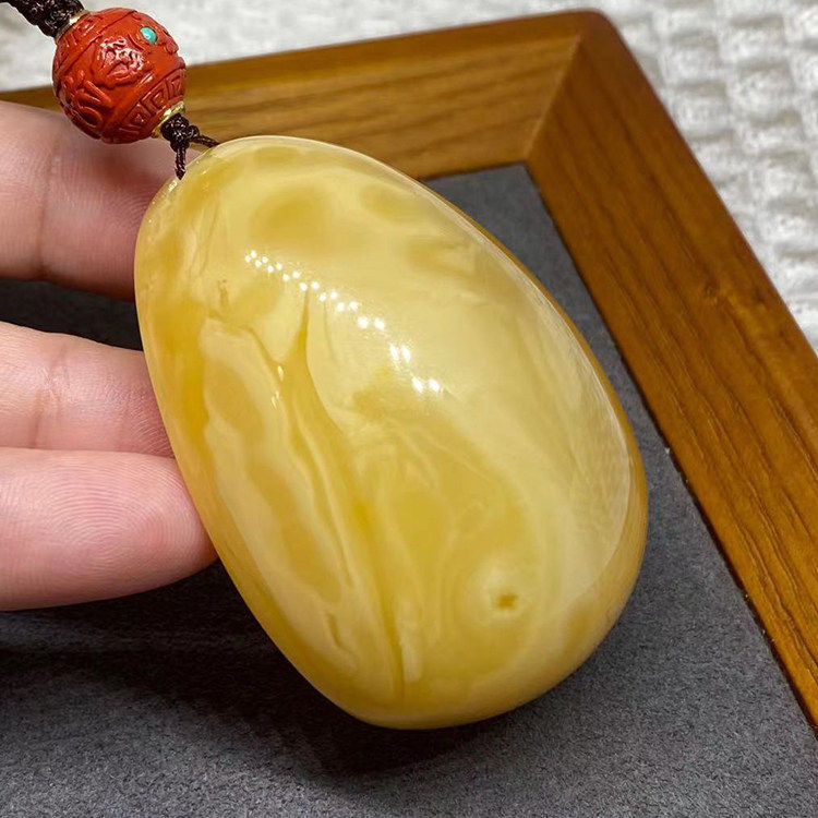 天然蜜蜡吊坠波罗的海俄料水滴挂件原石证书男女款