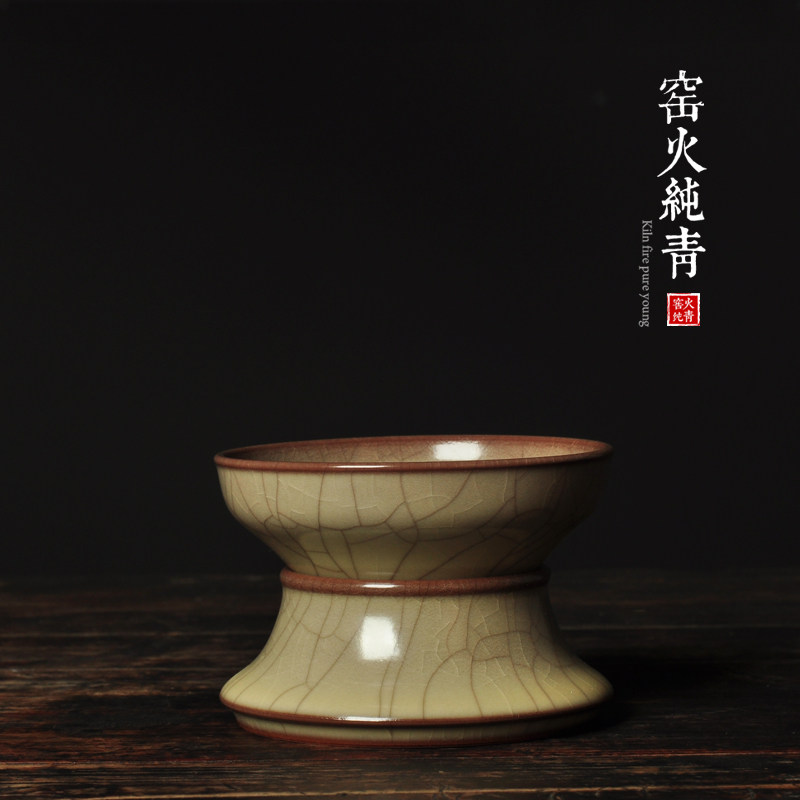 龙泉青瓷陈路军手工茶漏 传世哥窑茶滤 陶瓷过滤筛网茶斗茶具配件