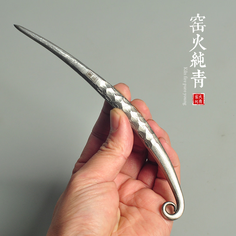 普洱撬茶锥大马士革钢茶针黑茶刀