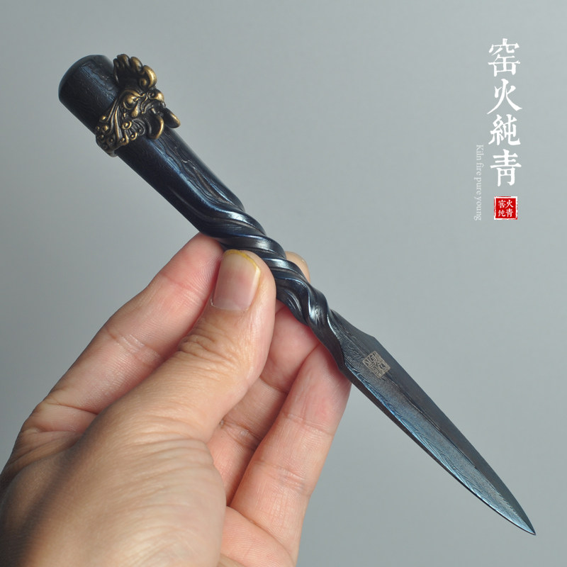 龙泉江龙茶刀手工锻打普洱茶针撬茶饼工具开茶器非大马士革钢茶刀