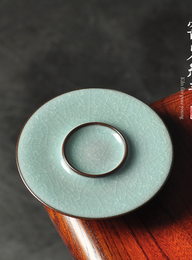 谢良旺手工品茗杯垫功夫茶具哥窑高足杯托茶道配件茶壶盖碗盖置托