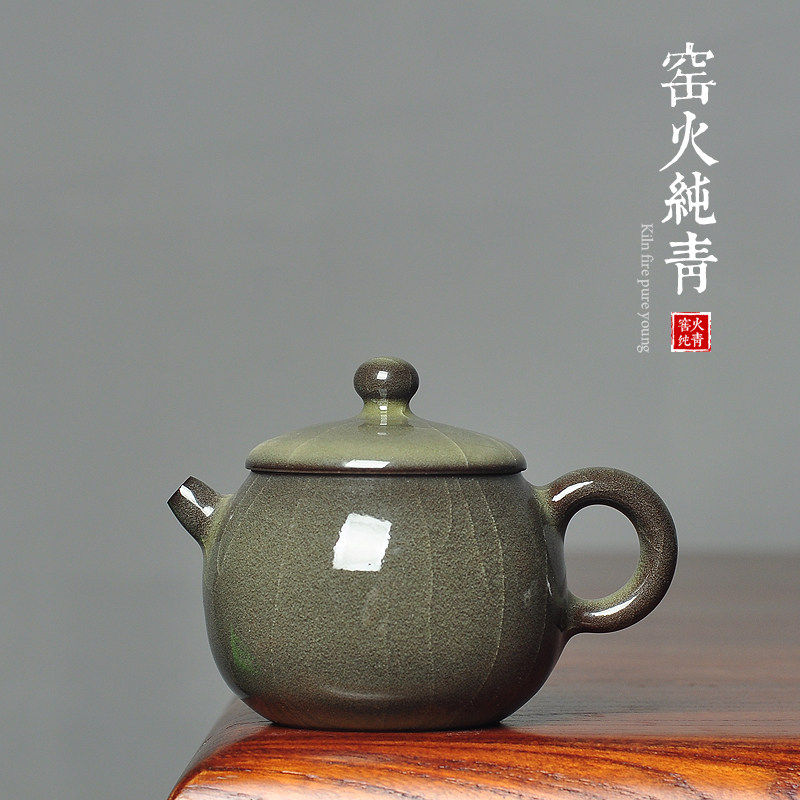 青瓷手工茶壶陶瓷哥窑铁胎西施壶