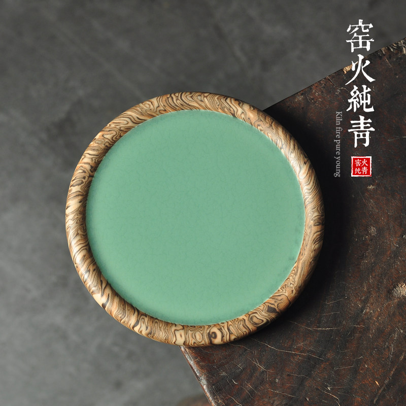 叶正茂手工高端青瓷壶承西施壶垫功夫茶具圆形干泡台绞泥紫砂壶托