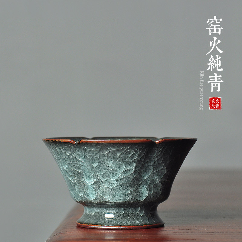 哥窑冰裂纹高足杯主人品茗杯陶瓷