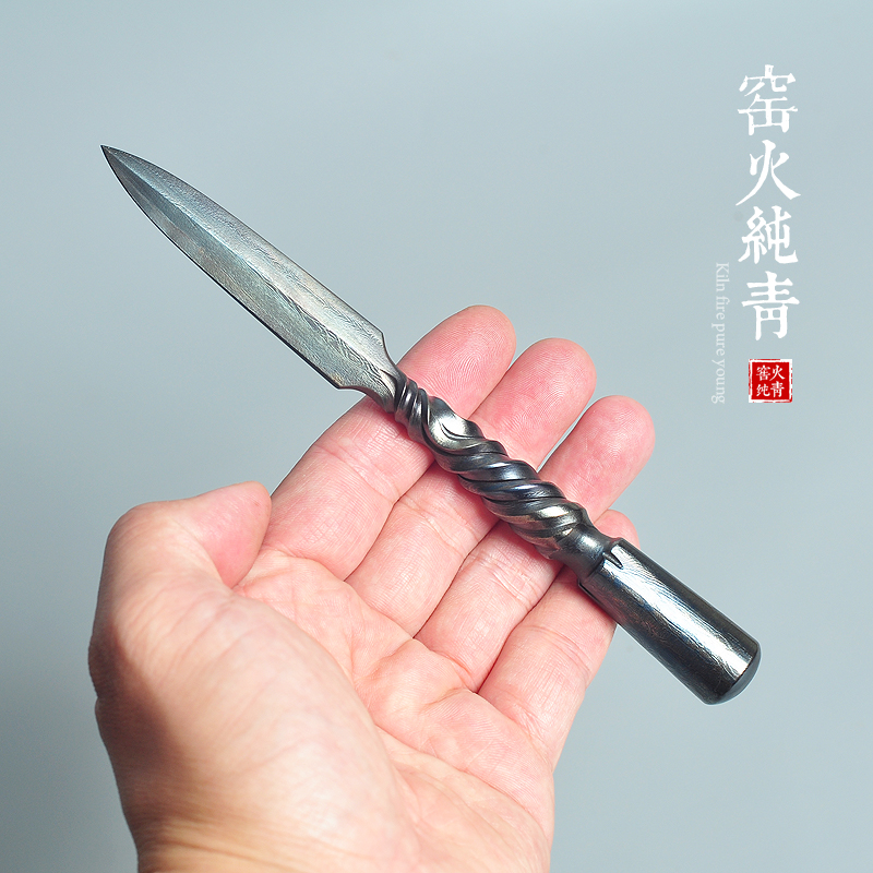 手工茶刀茶针茶锥黑茶饼大马士革