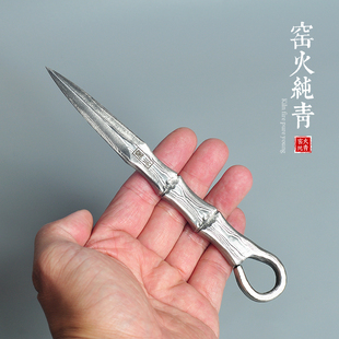 大马士革钢茶刀龙泉手工竹节步步高升普洱茶刀黑茶撬茶工具不生锈