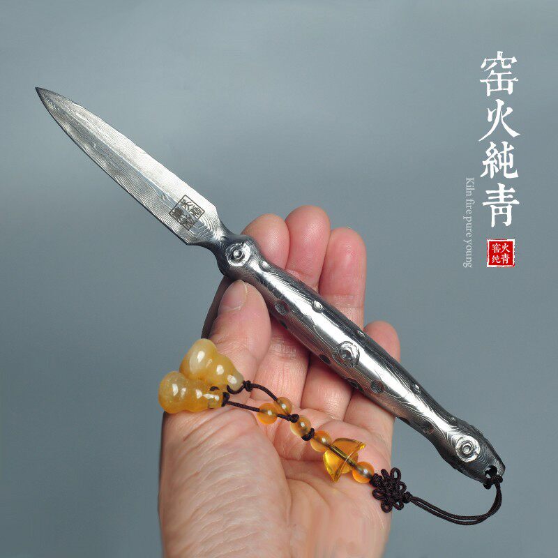 大马士革钢普洱茶刀手工锻打茶针黑茶锥白茶饼开撬茶器工具不生锈