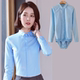 女白色连裤 长袖 小领子连体衬衫 衬衣南航面试职业工作服弹力蓝色
