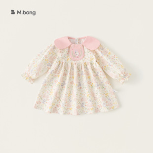 田园风儿童娃娃领长袖 新款 公主裙 女童碎花连衣裙春季 YAYA童装