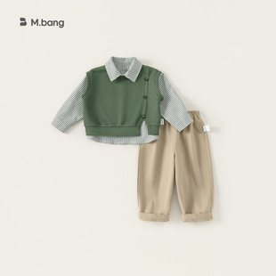 男童套装 男宝宝衬衫 春装 儿童春季 坎肩马甲三件套 新款 YAYA童装