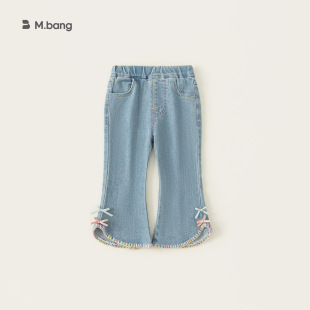 女童微喇裤 新品 女孩子裤 子宝宝韩版 YAYA童装 蝴蝶结浅色牛仔裤 春季