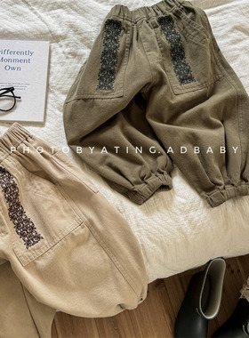 2026春季童装儿童韩版春款水洗棉刺绣哈伦裤休闲裤子5506