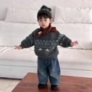 男童加绒牛仔套装 宝宝针织毛衣冬款 加工定制 冬季 儿童服装