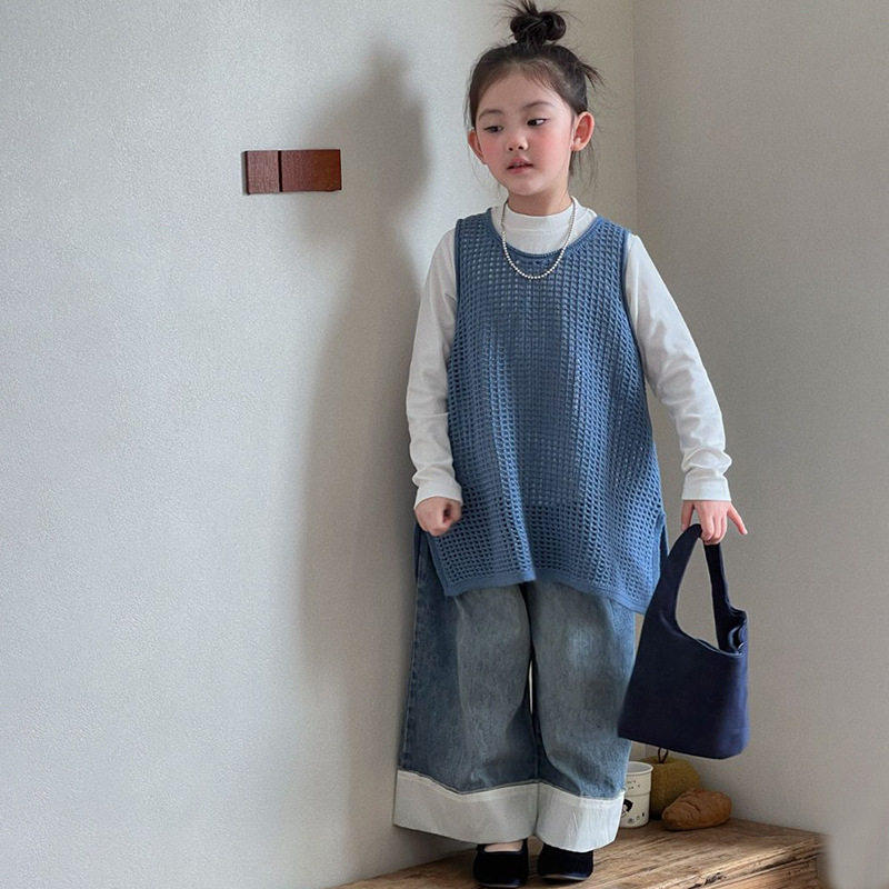 春秋装韩版女童韩版潮流镂空针织马甲打底上衣百搭牛仔裤三件套,童装/婴儿装/亲子装,套装,淘宝优惠券,粉丝福利购,淘宝优惠卷