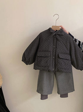 韩版女童2025新款波点洋气保暖棉服秋冬季新款中小童时尚棉服外套