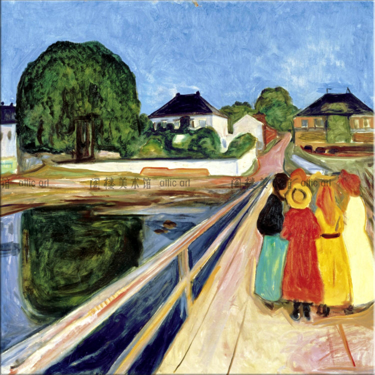 桥上的女孩 1902 edvard munch 蒙克 装饰画挪威艺术客厅书房玄关