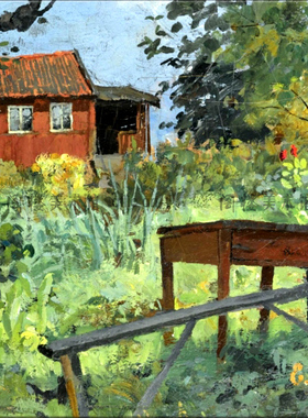 Edvard Munch 蒙克 红屋花园 装饰画无框画风景 客厅书房卧室酒吧