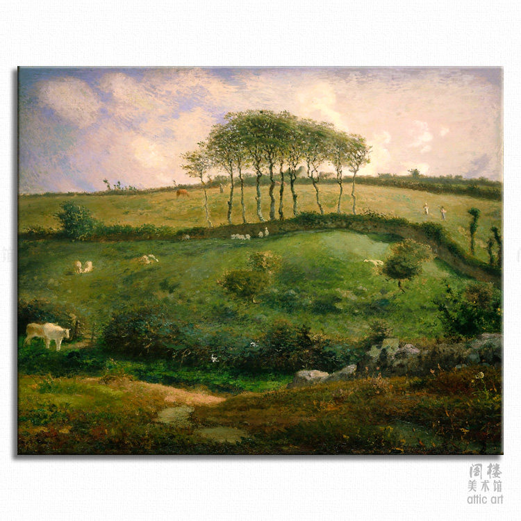 诺曼底的草地 jean-francois millet 米勒油画装饰画客厅书房玄关