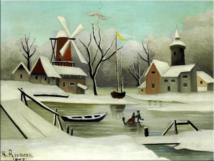 冬天 henri rousseau 卢梭 装饰画无框有框风景客厅书房酒吧玄关