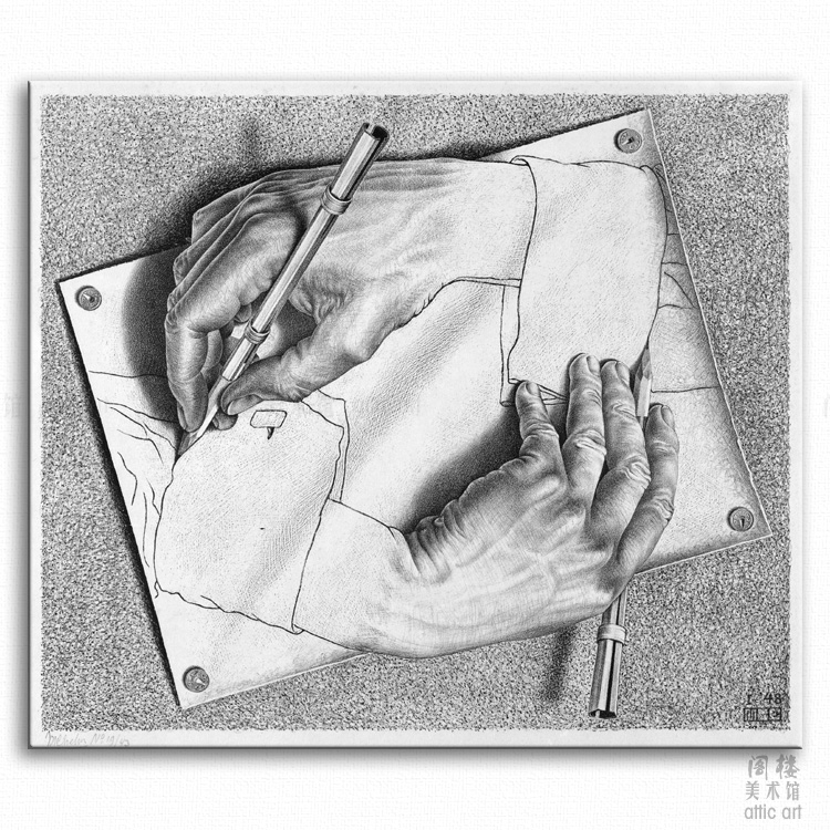 画手 Escher 埃舍尔 视错觉版画装饰画无框有框客厅书房酒吧