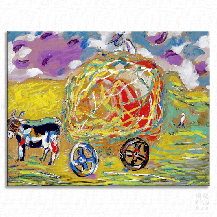 干草车 marc chagall 夏加尔 装饰画家居艺术客厅书房定制照片