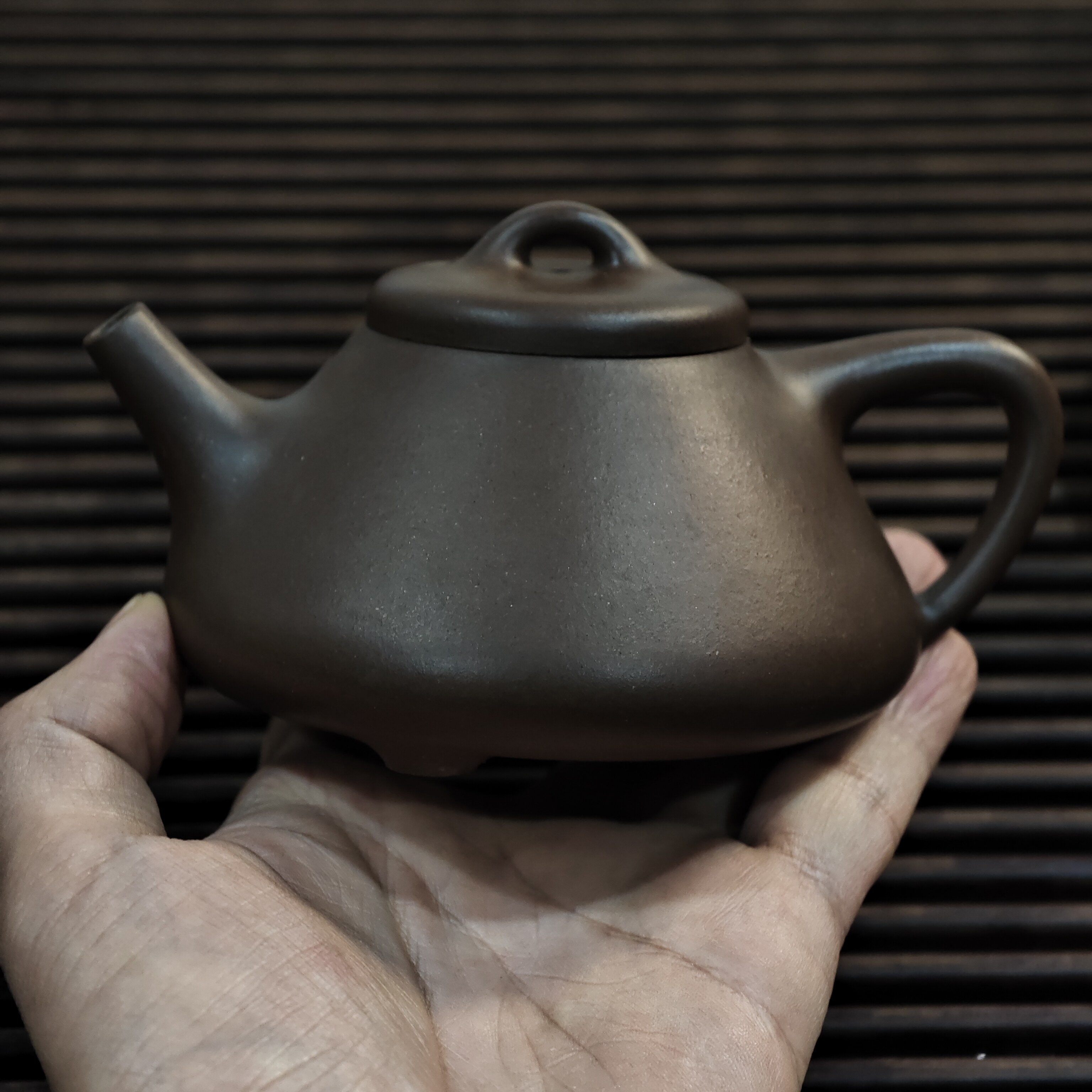 紫泥全手工子冶石瓢240cc宜兴紫砂壶正宗原矿手工泡茶壶茶具
