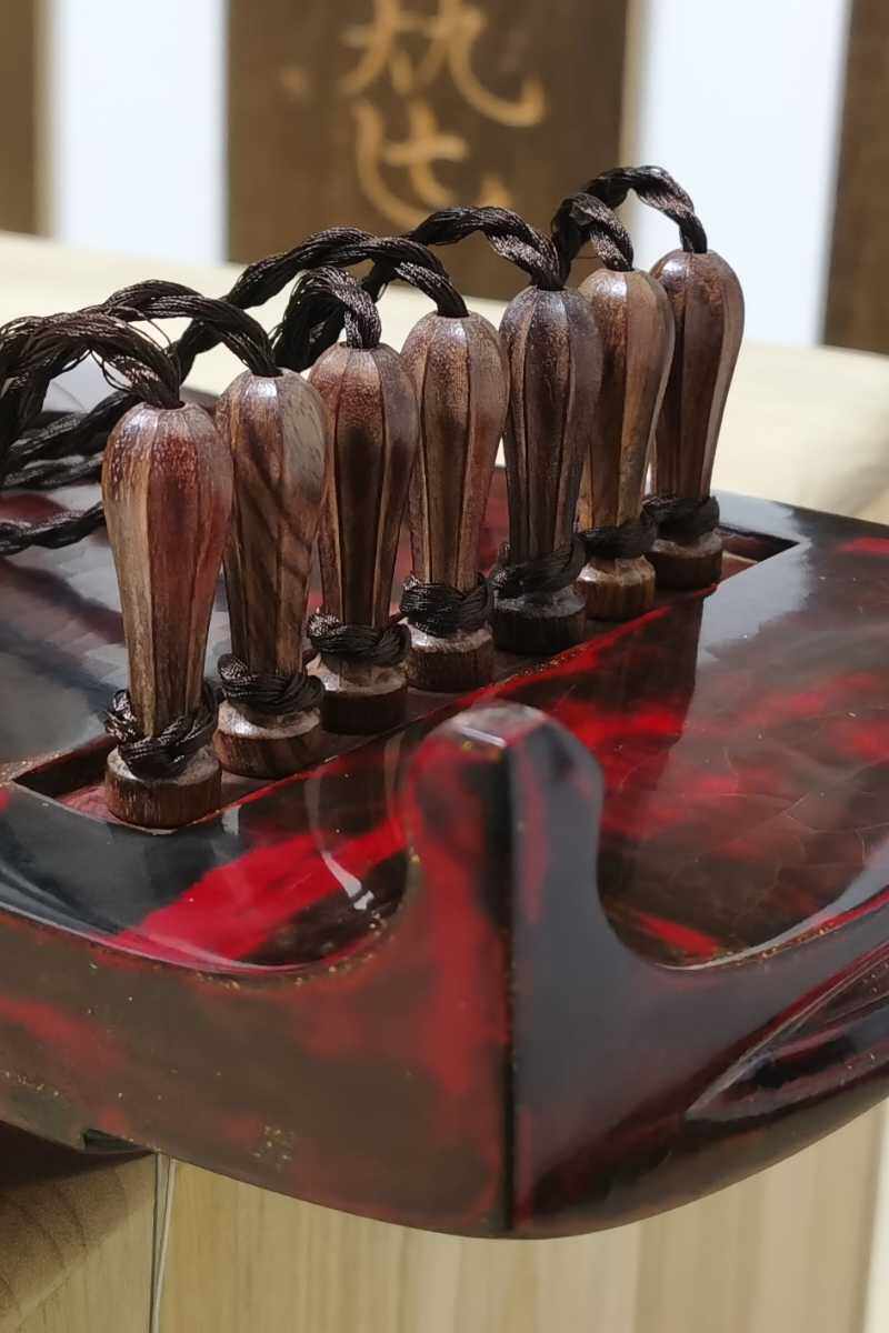 古琴轸雁足整雕酸枝老红木手工制作做工精细扭弦通用配套加长绒扣