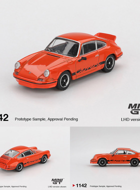 预售MINI GT 1:64 #1142 保时捷Porsche 911橙色 汽车模型