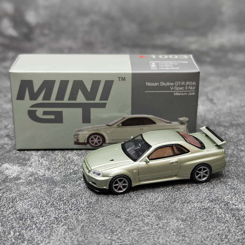 现货 MINIGT 1：64 尼桑 R34 GT-R V-Spec II 合金车模型#1003