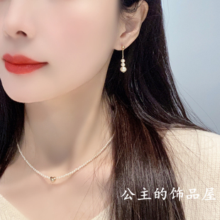 古丽古丽 百搭气质轻奢 米色珍珠 通体925银耳饰 迷你小耳钉耳环